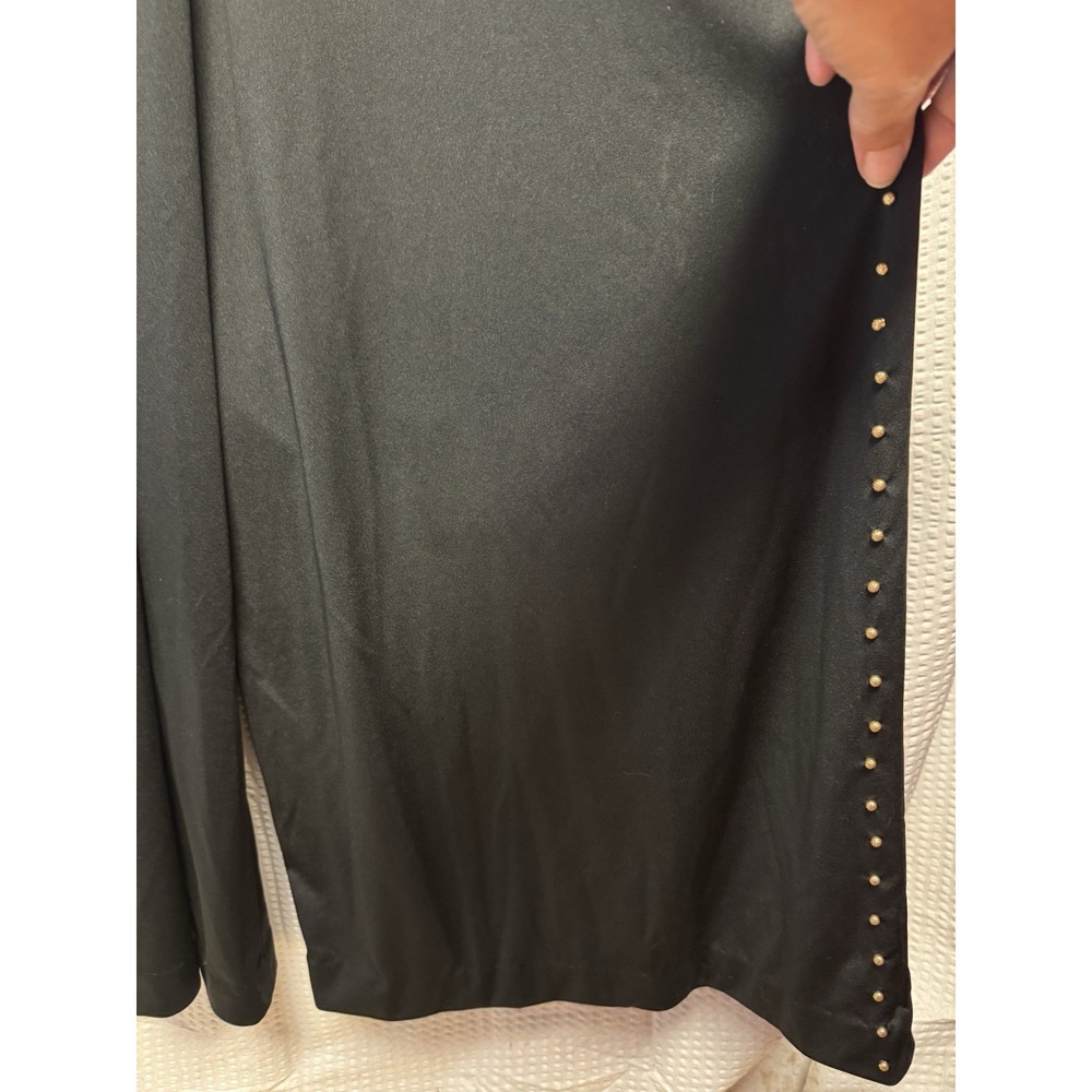 Vintage 1970s Bernie Bee New York Wide Leg Palazzo Jumpsuit Black Studded Zip MD - Picture 15 of 16